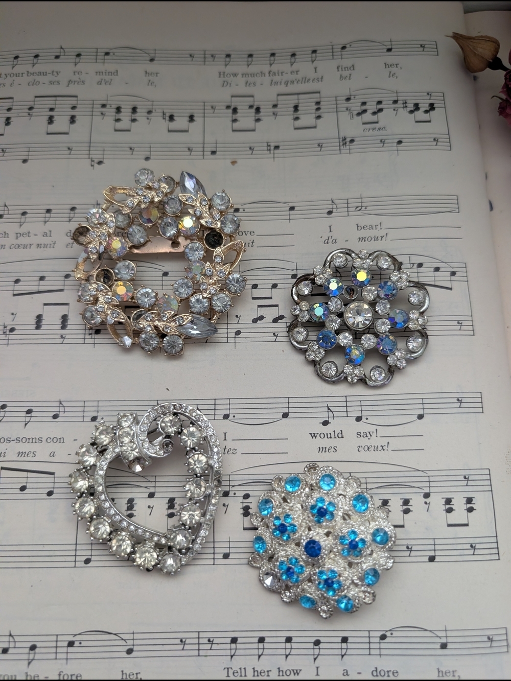 Crystal Floral Brooch Collection - Missing Stones